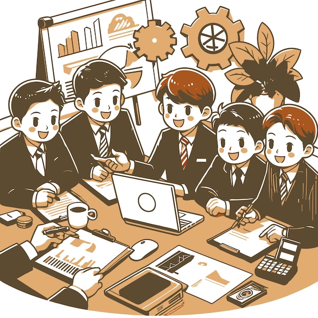 Child business man meeting about project vector illustrations