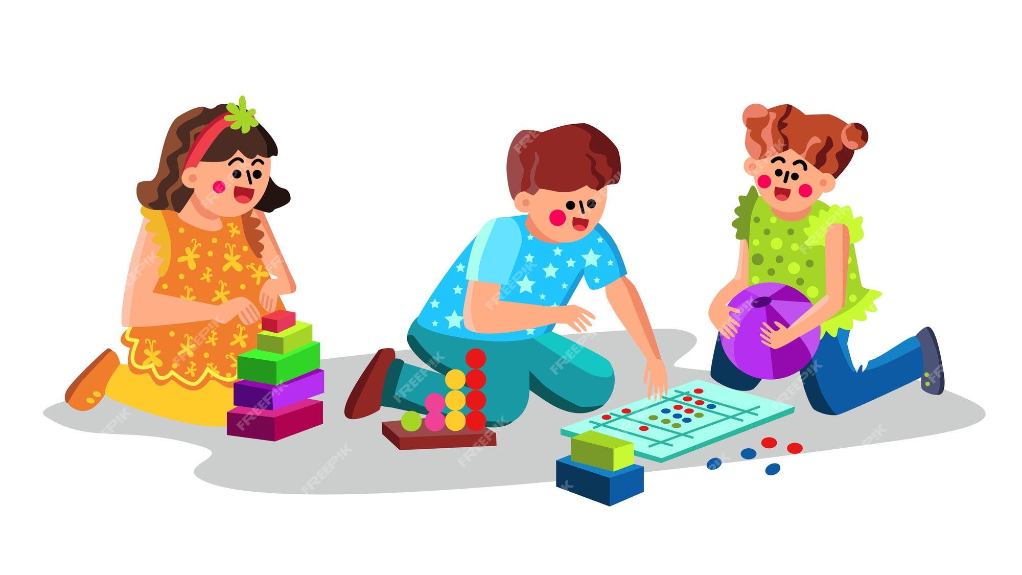 Premium Vector  Child playing with toys