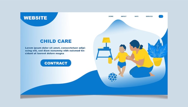 child care landing page vector illustration