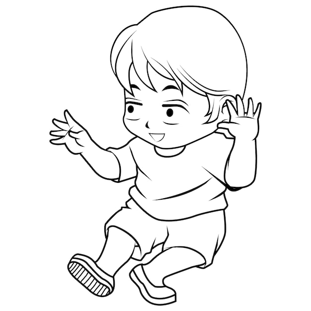 Child character cartoon coloring page