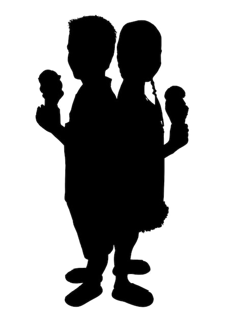 Silhouette bambini isolati su sfondo bianco illustrazione vettoriale in stile piatto