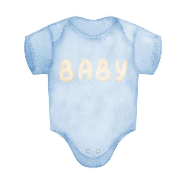 Child Cloth Romper Watercolor hand drawn illustration of Bodysuit for Boy or Girl Drawing for