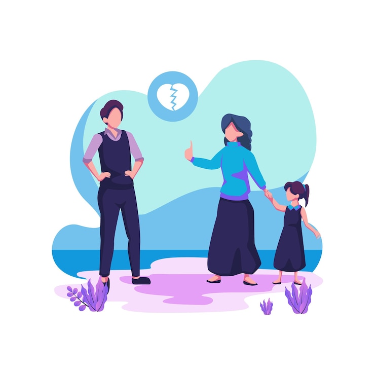 Vector child custody flat style illustration design