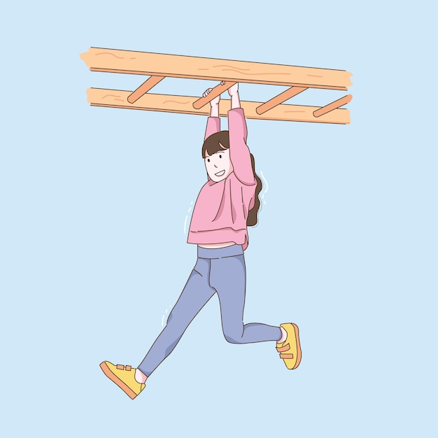 Child doing pull ups on the playground