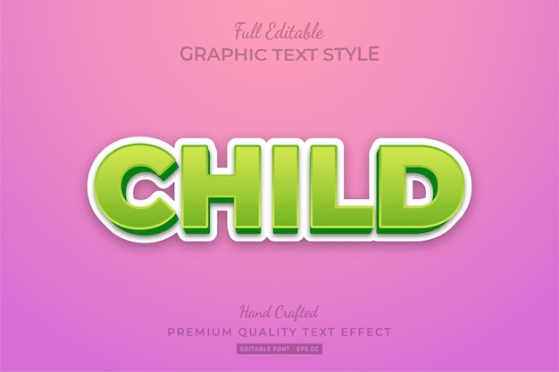 Child editable 3d text style effect