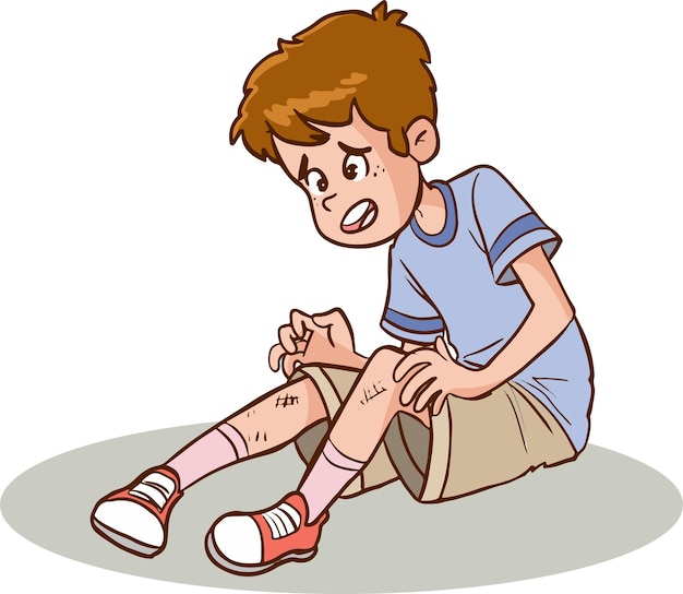 Vector child falling down hurts cartoon vector illustration