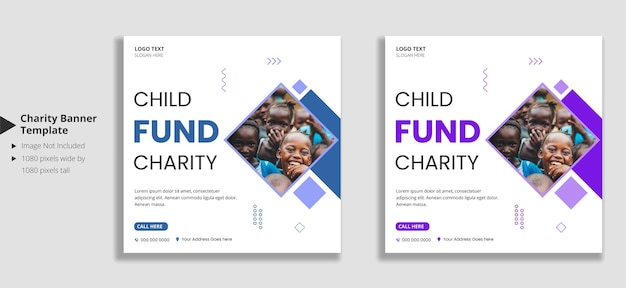 Благотворительный детский фонд в социальных сетях и шаблон веб-баннера