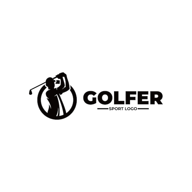 Vector child golf player logo design template