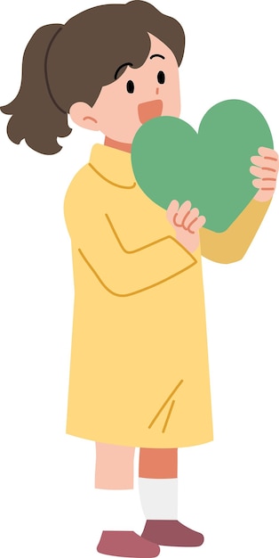 Vector child holding a heart model