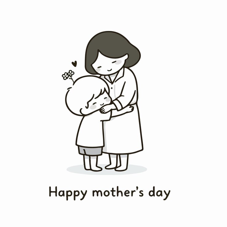 Vector 아이 는 어머니 를 포옹 하고 어머니 의 날 을 축하 한다