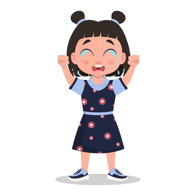 子供は泣いている、女の子は泣いている。涙を流します。ベクトル図