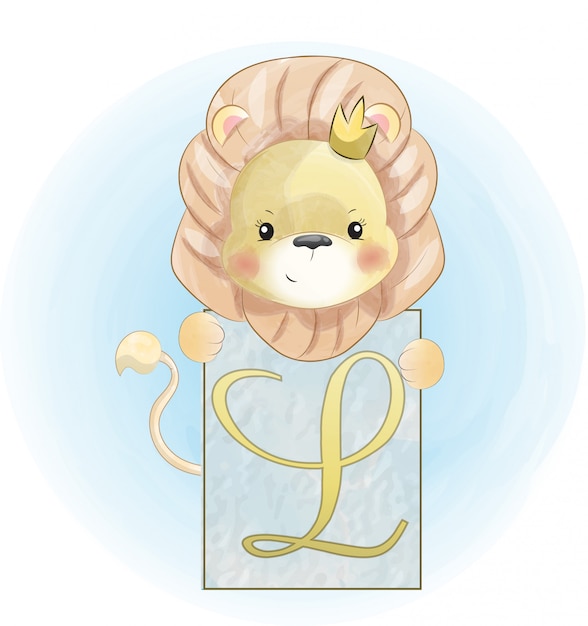 Vector child lion watercolor