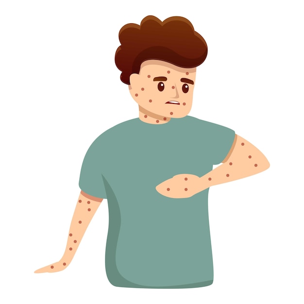 子どもの麻疹のアイコン 白い背景に隔離されたウェブデザインの麻疹のベクトルアイコンのアニメ