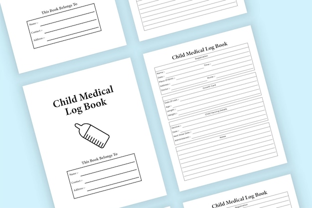 Child medical log book kdp interior child vaccination info checker and growth tracker template kdp interior notebook infant daily activities and birth information journal kdp interior