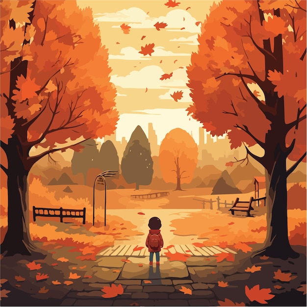 Child in a park during autumn