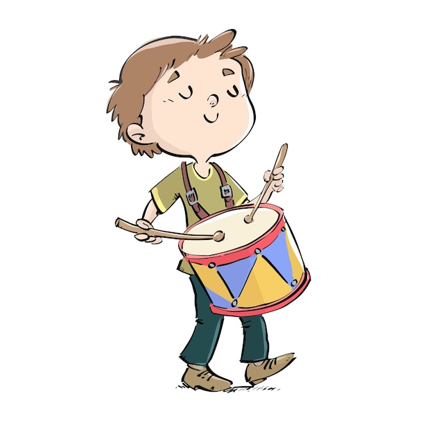 Vector child playing a drum