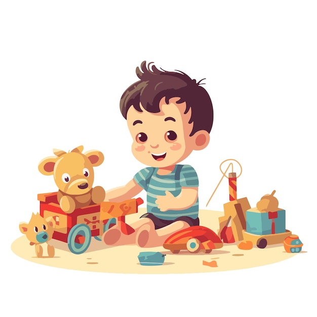 Premium Vector  Child playing with toys