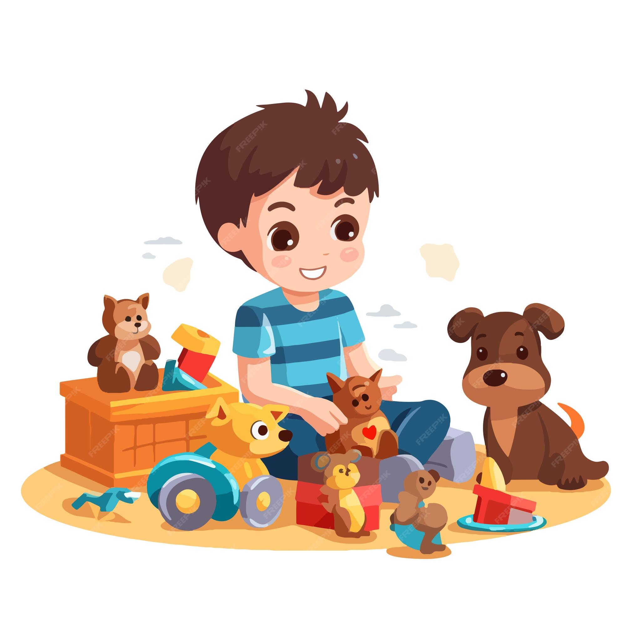 Premium Vector  Child playing with toys