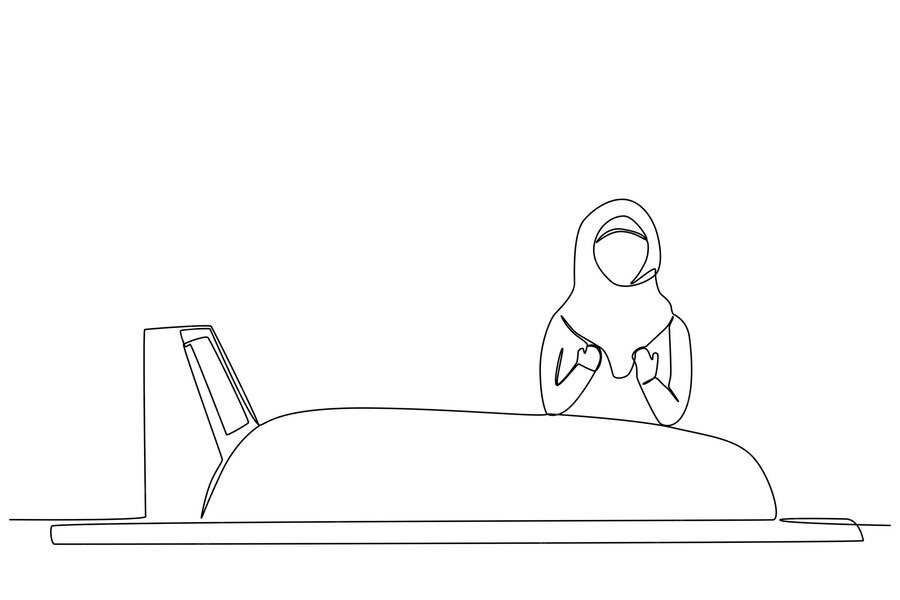 Premium Vector A child praying while crying at the grave one line drawing