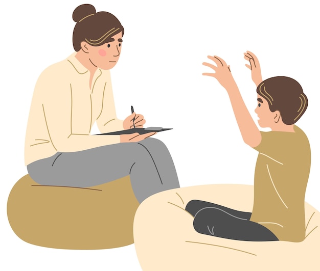 Vector child psychologist therapy of children