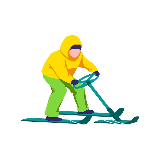 Vector child riding snow scooter