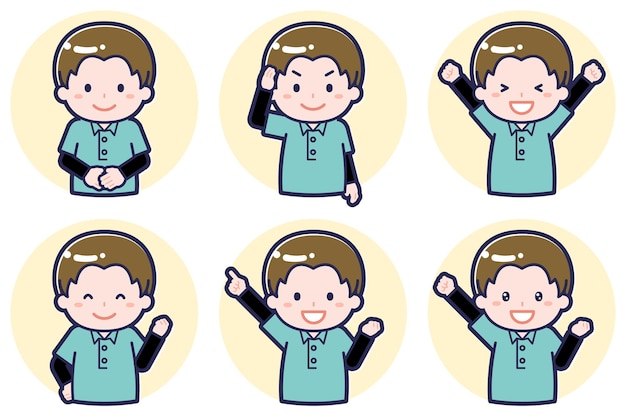 아동 지원 노동자 남성 포즈 set_01