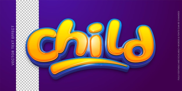 Vector child text editable 3d style text tittle