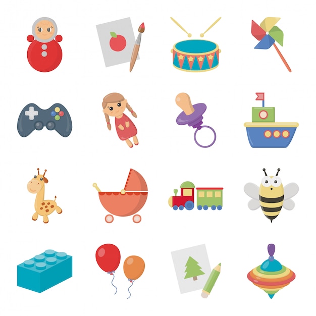 Vector child of toy isolated cartoon set icon