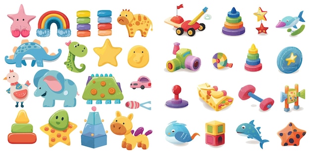 Vector child toys bear and ball baby play funny elements illustration