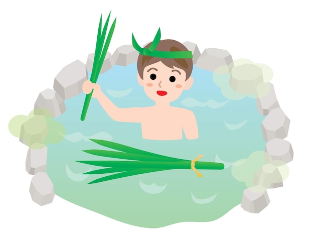 Vector a child who takes a sweetflag bath on children's day