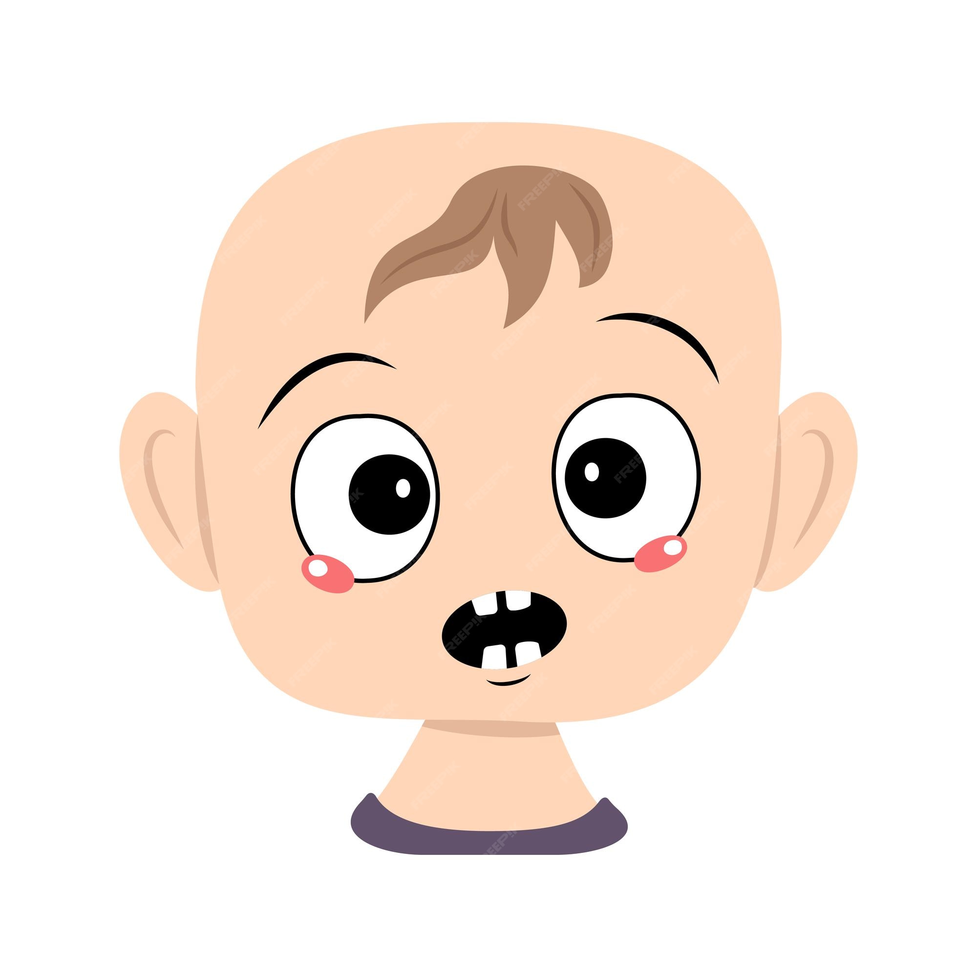 Premium Vector | Child with emotions panic, surprised face, shocked eyes.  head of baby with scared expression