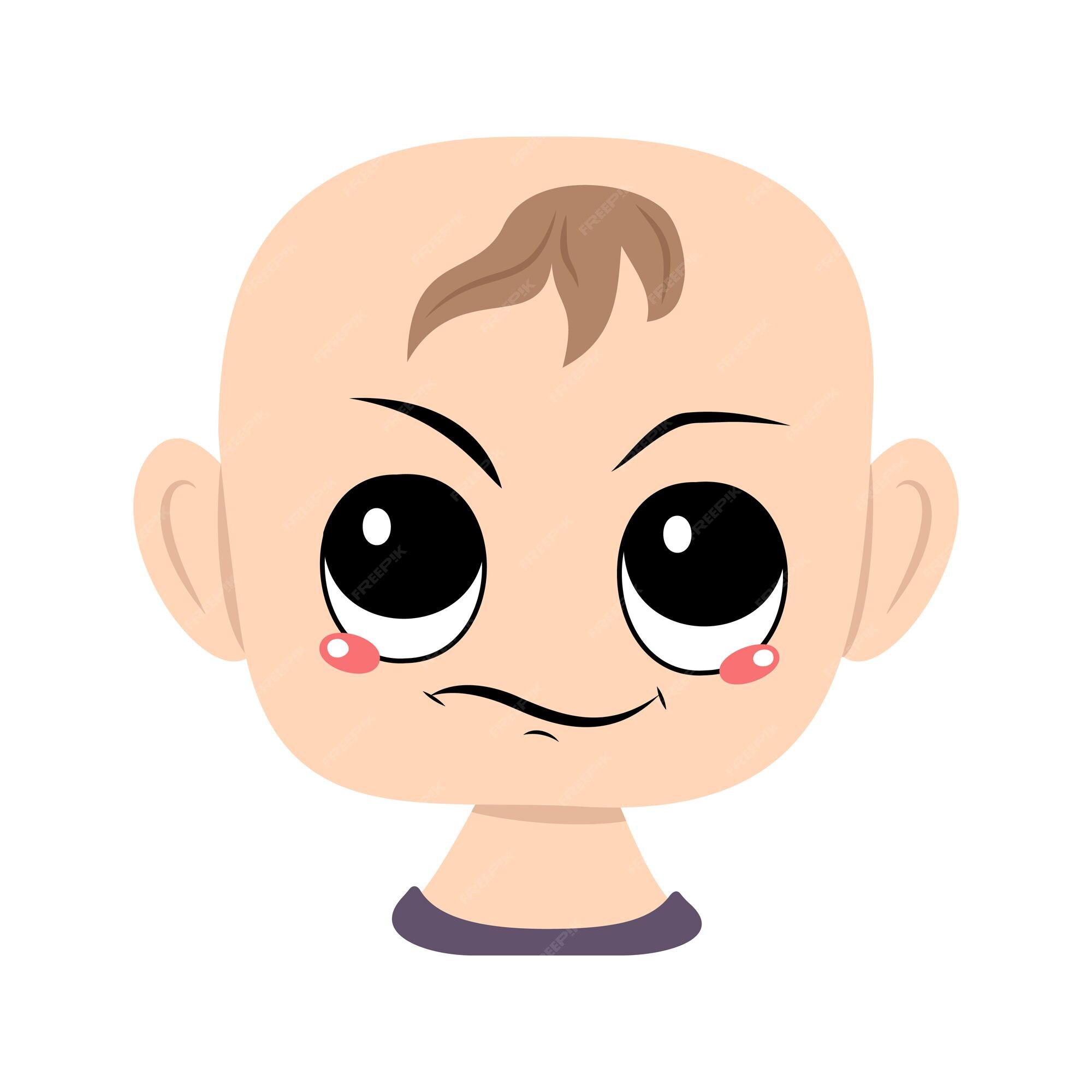 Premium Vector | Child with emotions of suspicious, displeased face. head of cute baby with annoyed expression Premium Vector | Child with emotions of suspicious, displeased face. head of cute baby with annoyed expression