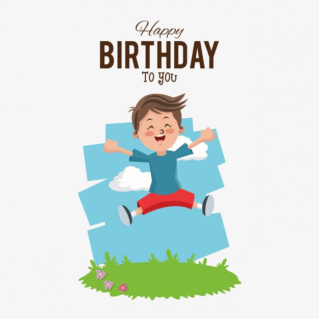 child with happy birthday related icons image 