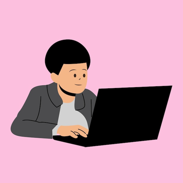 Vector child with laptop