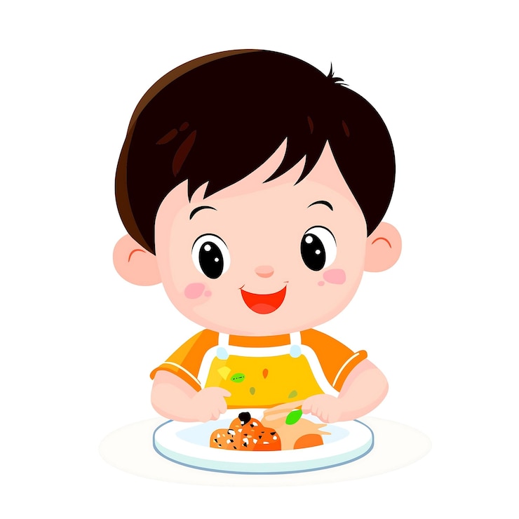 Vector 노란 셔츠를 입은 아이가 바비온이라고 말합니다.
