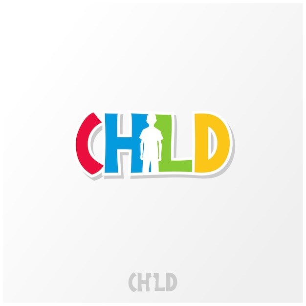 Child Wordmark Logo. figure on the negative space, and replacing letter i.