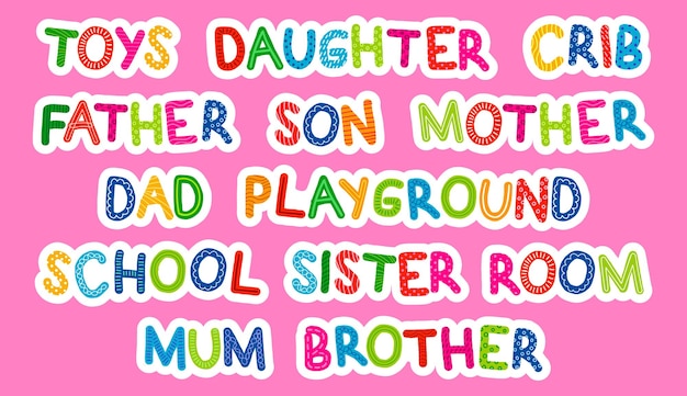 Child39s Family Words Sticker Kinderachtige stijl