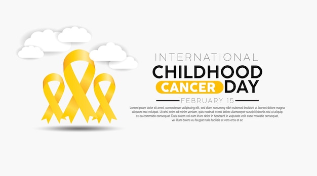 Vettore banner di consapevolezza del cancro infantile con il simbolo del nastro giallo