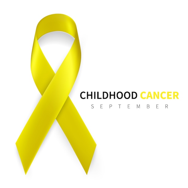 Childhood cancer awareness month. realistic gold ribbon symbol.