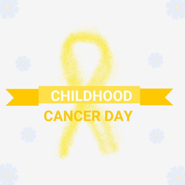 Childhood Cancer Day Awareness with Realistic Gold Ribbon  Vector Stock Image