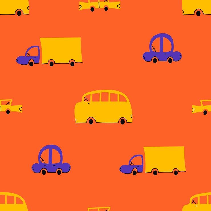 Childish cars seamless background