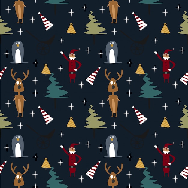 Childish character seamless pattern for christmas