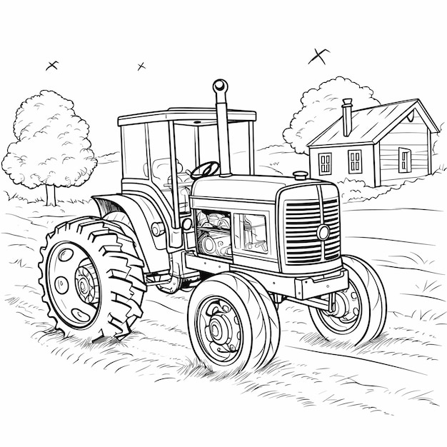 Vector childish design for kids coloring book agricultural farming vehicle coloring book page for kids