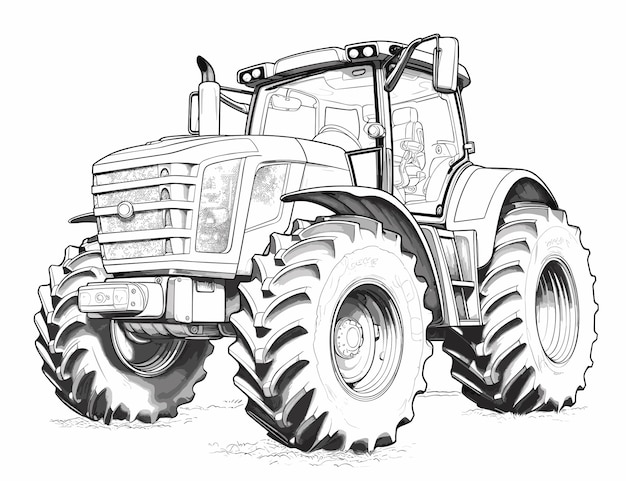 Vector childish design for kids coloring book agricultural farming vehicle coloring book page for kids