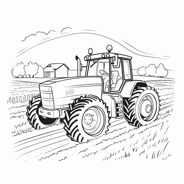 Vector childish design for kids coloring book agricultural farming vehicle coloring book page for kids