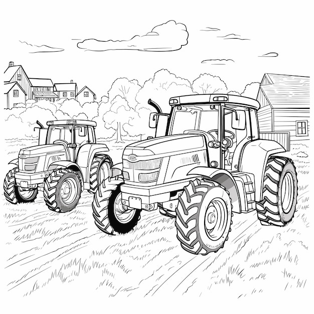 Childish design for kids coloring book agricultural farming vehicle coloring book page for kids