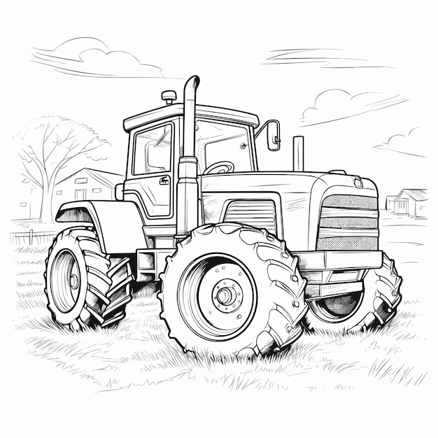 Childish design for kids coloring book agricultural farming vehicle coloring book page for kids