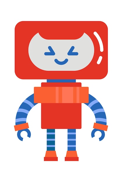 幼稚なドロイド レトロ ロボット キャラクター ベクトル イラスト