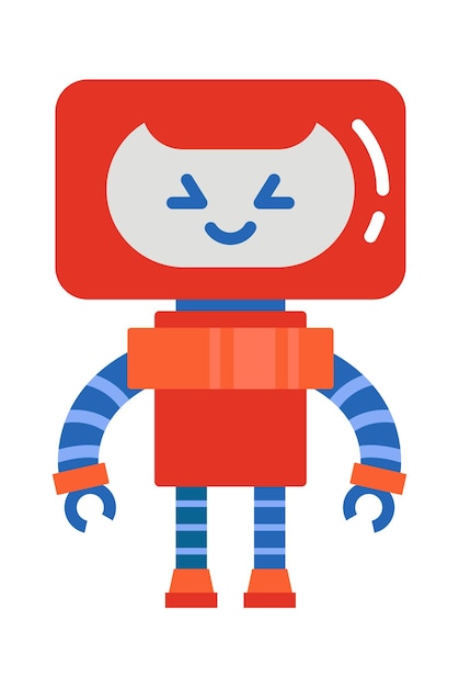 Vector childish droid retro robot character vector illustration