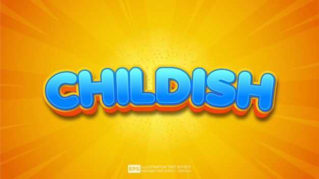 Childish editable 3d text effect font